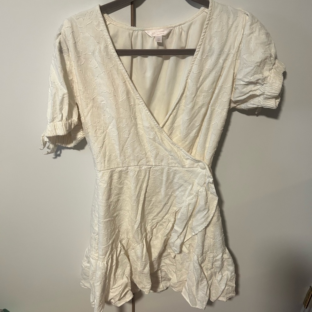 LC Lauren Conrad Cream Textured Blouse